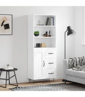 vidaXL Highboard White 69.5x34x180 cm Engineered Wood — Model: 1 wood door 3 drawers