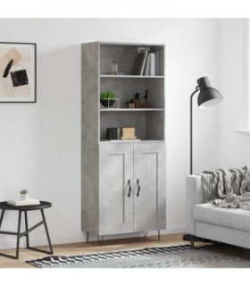 vidaXL Highboard Concrete Grey 69.5x34x180 cm Engineered Wood — Model: 2 wood doors — V0671966730
