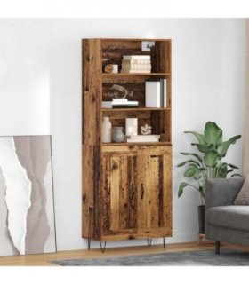 vidaXL Highboard 2 pcs Old Wood Engineered Wood — Model: 2 wood doors — V0671966752