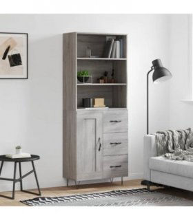 vidaXL Highboard Grey Sonoma 69.5x34x180 cm Engineered Wood — Model: 1 wood door 3 drawers