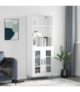 vidaXL Highboard White 69.5x34x180 cm Engineered Wood — Model: 2 glass doors