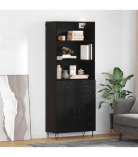 vidaXL Highboard with Drawer 2 pcs Black Oak Engineered Wood — Model: 2 doors 2 drawers