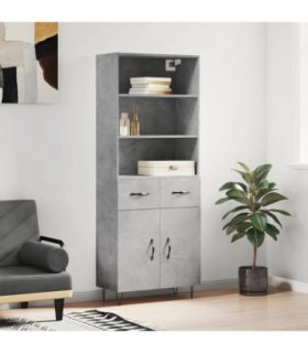vidaXL Highboard Concrete Grey 69.5x34x180 cm Engineered Wood — Model: 2 doors 2 drawers — V0671966757