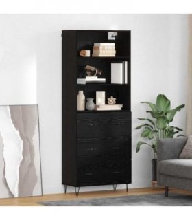vidaXL Highboard with Drawer 2 pcs Black Oak Engineered Wood — Model: 3 drawers