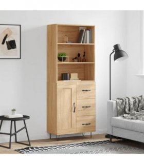 vidaXL Highboard Sonoma Oak 69.5x34x180 cm Engineered Wood — Model: 1 wood door 3 drawers