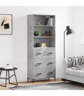 vidaXL Highboard Concrete Grey 69.5x34x180 cm Engineered Wood — Model: 3 drawers