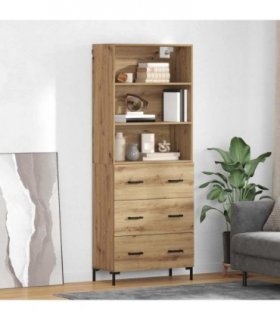 vidaXL Highboard Artisan Oak 69.5 x 34 x 180 cm Engineered Wood — Model: 3 drawers — V0671966764