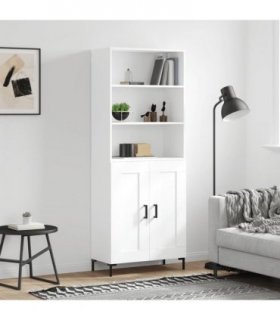 vidaXL Highboard White 69.5x34x180 cm Engineered Wood — Model: 2 wood doors — V0671966770
