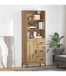 vidaXL Highboard Artisan Oak 69.5 x 34 x 180 cm Engineered Wood — Model: 1 wood door 3 drawers