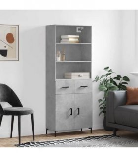 vidaXL Highboard Concrete Grey 69.5x34x180 cm Engineered Wood — Model: 2 doors 2 drawers — V0671966779