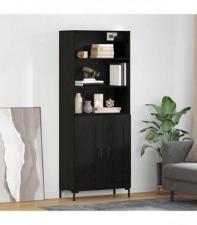 vidaXL Highboard Black Oak 69.5 x 34 x 180 cm Engineered Wood — Model: 2 wood doors — V0671966781