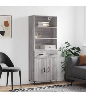 vidaXL Highboard Grey Sonoma 69.5x34x180 cm Engineered Wood — Model: 2 doors 2 drawers — V0671966782