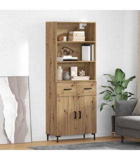 vidaXL Highboard Artisan Oak 69.5 x 34 x 180 cm Engineered Wood — Model: 2 doors 2 drawers — V0671966789