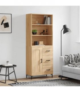vidaXL Highboard Sonoma Oak 69.5x34x180 cm Engineered Wood — Model: 1 wood door 3 drawers — V0671966791