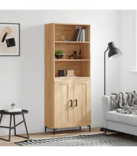 vidaXL Highboard Sonoma Oak 69.5x34x180 cm Engineered Wood — Model: 2 wood doors — V0671966793