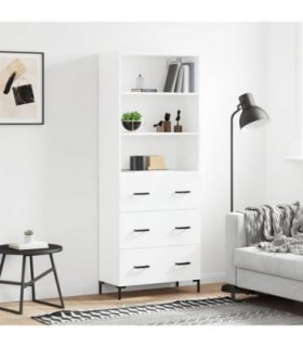 vidaXL Highboard White 69.5x34x180 cm Engineered Wood — Model: 3 drawers — V0671966794