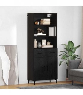 vidaXL Highboard Black Oak 69.5 x 34 x 180 cm Engineered Wood — Model: 2 doors 2 drawers — V0671966795
