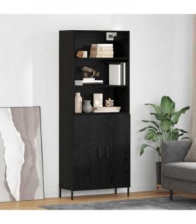 vidaXL Highboard Black Oak 69.5 x 34 x 180 cm Engineered Wood — Model: 2 doors