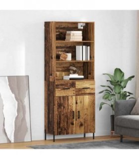 vidaXL Highboard Old Wood 69.5 x 32.5 x 180 cm Engineered Wood — Model: 2 doors 2 drawers — V0671966822
