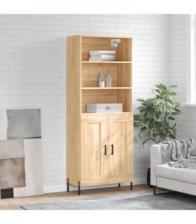 vidaXL Highboard Sonoma Oak 69.5x34x180 cm Engineered Wood — Model: 2 wood doors — V0671966827