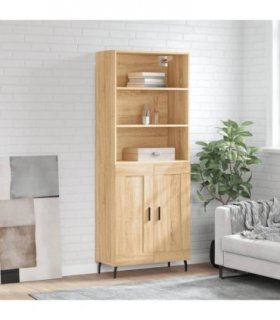 vidaXL Highboard Sonoma Oak 69.5x34x180 cm Engineered Wood — Model: 2 wood doors — V0671966839