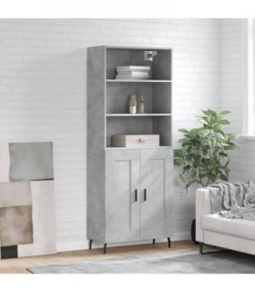 vidaXL Highboard Concrete Grey 69.5x34x180 cm Engineered Wood — Model: 2 wood doors — V0671966841