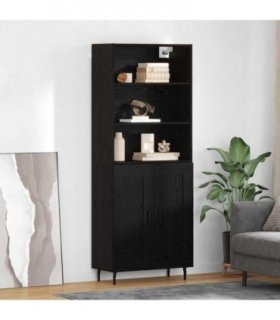 vidaXL Highboard Black Oak 69.5 x 34 x 180 cm — Model: 2 wood doors