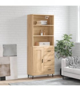 vidaXL Highboard Sonoma Oak 69.5x34x180 cm Engineered Wood — Model: 1 wood door 3 drawers — V0671966854