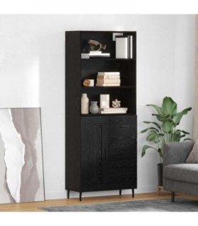 vidaXL Highboard with Drawer Black Oak 69.5 x 34 x 180 cm — Model: 1 wood door 3 drawers