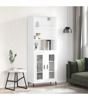 vidaXL Highboard White 69.5x34x180 cm Engineered Wood — Model: 2 glass doors — V0671966862