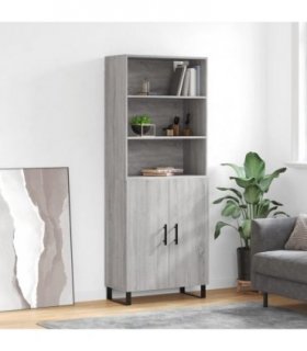 vidaXL Highboard Grey Sonoma 69.5x34x180 cm Engineered Wood — Model: 2 doors — V0671966885