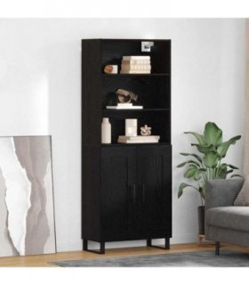 vidaXL Highboard with Drawer 2 pcs Black Oak Engineered Wood — Model: 2 wood doors — V0671966890