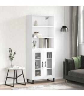 vidaXL Highboard White 69.5x34x180 cm Engineered Wood — Model: 2 glass doors — V0671966891