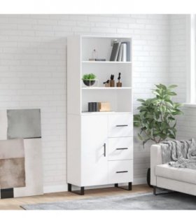 vidaXL Highboard White 69.5x34x180 cm Engineered Wood — Model: 1 door 3 drawers — V0671966908