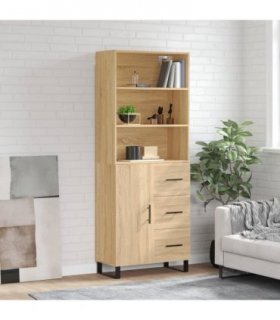 vidaXL Highboard Sonoma Oak 69.5x34x180 cm Engineered Wood — Model: 1 door 3 drawers — V0671966909