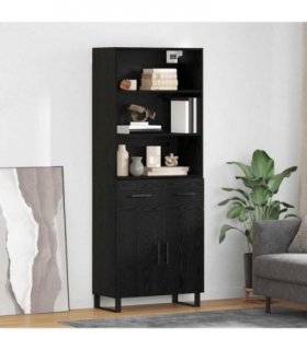 vidaXL Highboard 2 pcs Black Oak 69.5 x 34 x 180 cm Engineered Wood — Model: 2 doors 2 drawers