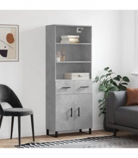 vidaXL Highboard Concrete Grey 69.5x34x180 cm Engineered Wood — Model: 2 doors 2 drawers — V0671966919