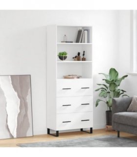 vidaXL Highboard White 69.5x34x180 cm Engineered Wood — Model: 3 drawers — V0671966920