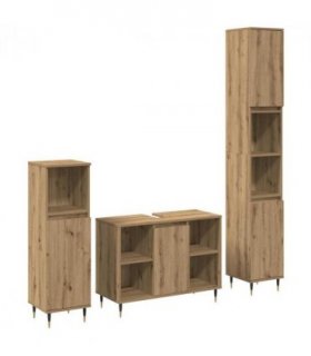 vidaXL Bathroom Furniture Set 3 pcs Artisan Oak Engineered Wood