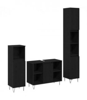 vidaXL Bathroom Furniture Set 3 pcs Black Oak Engineered Wood — V0671967049