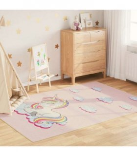 vidaXL Kids' Rug Pink 160x230 cm Unicorn Washable