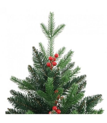 vidaXL Artificial Hinged Christmas Tree with Red Berries 180 cm