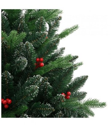 vidaXL Artificial Hinged Christmas Tree with Red Berries 180 cm