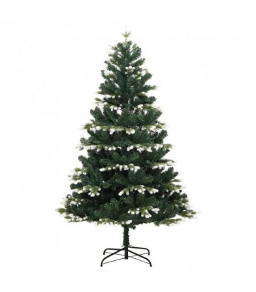 vidaXL Artificial Hinged Christmas Tree with Flocked Snow 210 cm
