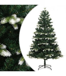 vidaXL Artificial Hinged Christmas Tree with Flocked Snow 150 cm