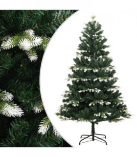 vidaXL Artificial Hinged Christmas Tree with Flocked Snow 180 cm