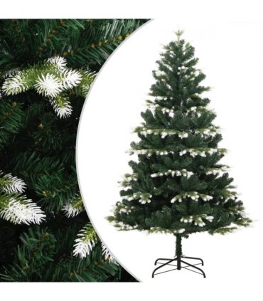 vidaXL Artificial Hinged Christmas Tree with Flocked Snow 180 cm