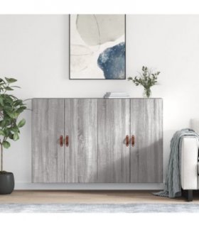 vidaXL Wall Mounted Cabinets 2 pcs Grey Sonoma 69.5x34x90 cm — Model: leather