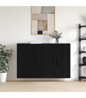 vidaXL Wall-Mounted Cabinet 2 pcs Black Oak 69.5 x 34 x 90 cm — Model: U shape black