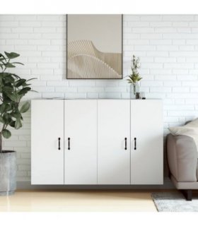 vidaXL Wall Mounted Cabinets 2 pcs White Engineered Wood — Model: metal black
